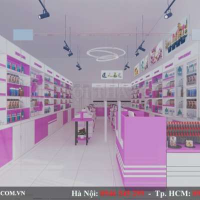 Thiết kế shop mỹ phẩm Uyên Xinh 50m2