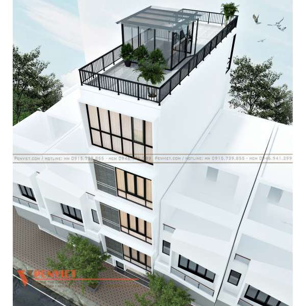 Thiết kế kiến trúc và nội thất nhà phố 5 tầng anh Hùng