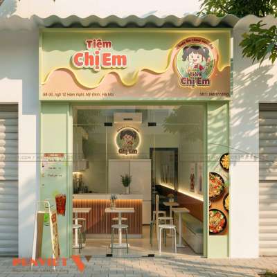 THIẾT KẾ QUÁN TRÀ SỮA DIỆN TÍCH NHỎ 30M2 ĐẸP TIỆN NGHI TẠI MỸ ĐÌNH