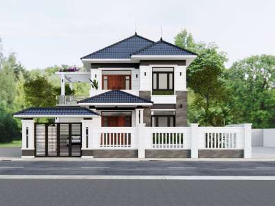 Thiết kế nhà 2 tầng mái Nhật