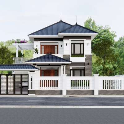 Thiết kế nhà 2 tầng mái Nhật