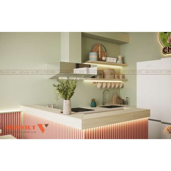 THIẾT KẾ QUÁN TRÀ SỮA DIỆN TÍCH NHỎ 30M2 ĐẸP TIỆN NGHI TẠI MỸ ĐÌNH