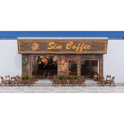 Thiết kế thi công quán cafe Sim Coffee cực chill