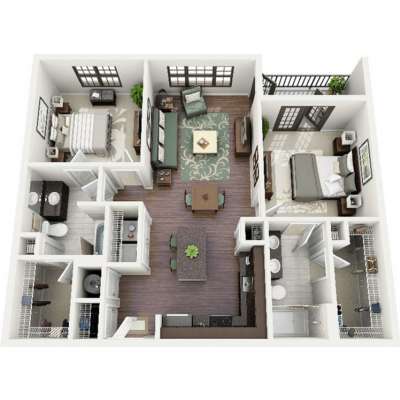 Thiết kế thi công nội thất căn hộ 2 phòng ngủ CC957