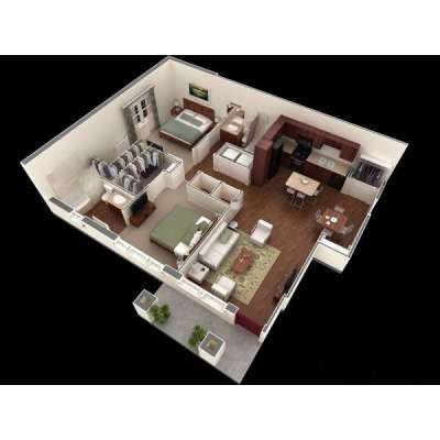 Thiết kế nội thất chung cư 70m2 - 2 phòng ngủ CC936