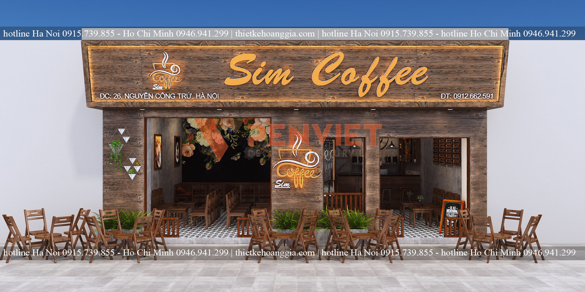 Thiết kế thi công quán cafe Sim Coffee cực chill