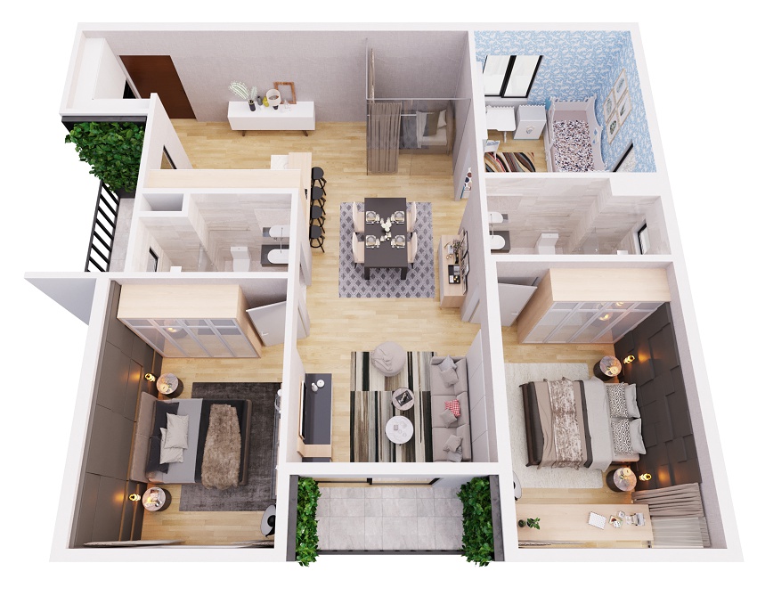 9+ Mẫu thiết kế nội thất chung cư 100m2 Đẹp, Hiện đại 2022