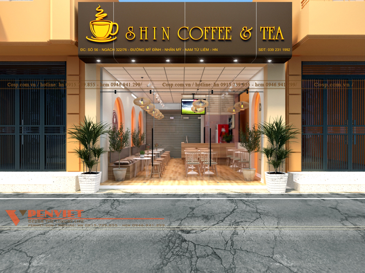thiết kế quán cafe shin coffee and tea
